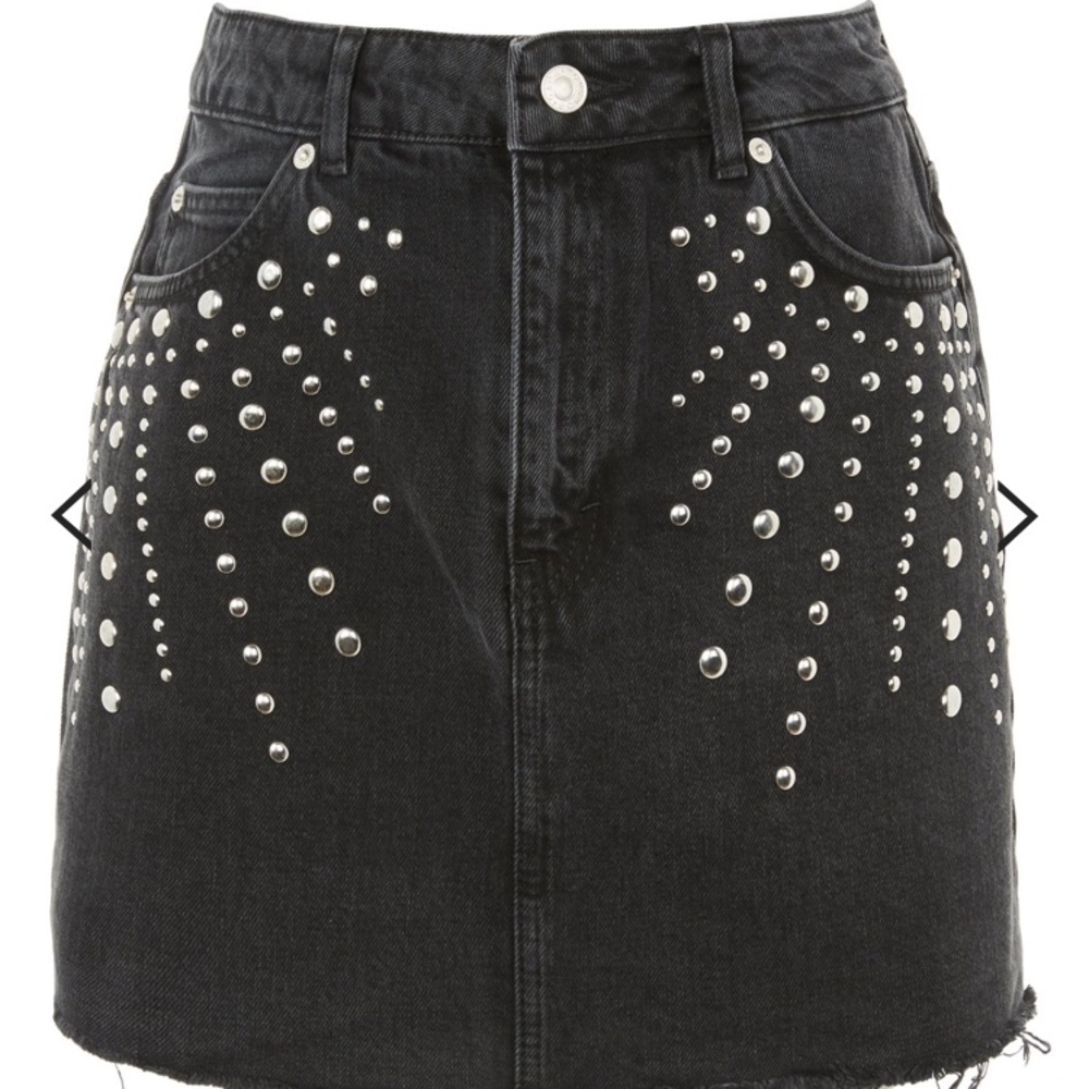 Studded Denim Mini Skirt